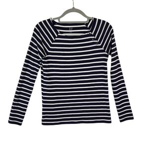 Gap favorite stripe long sleeve button shoulder t-shirt top blouse women's sz M